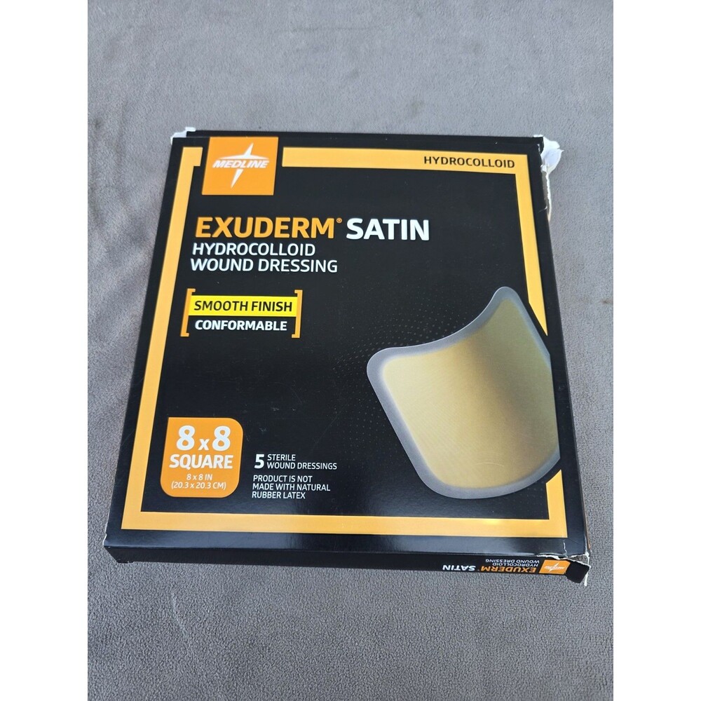 Medline Exuderm Hydrocolloid Wound Dressing, 8" x 8" Pack of 5 EXP 07/2027